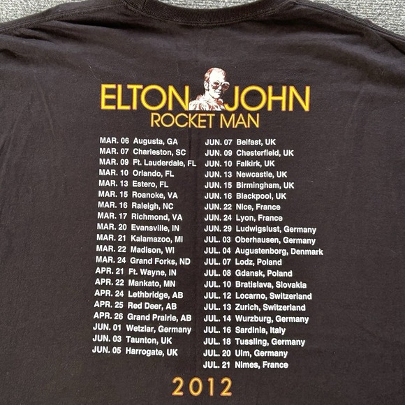 Elton John Shirt Mens XXXL Black Rocket Man 2012 Definitive Hits Concert Graphic - Picture 8 of 8
